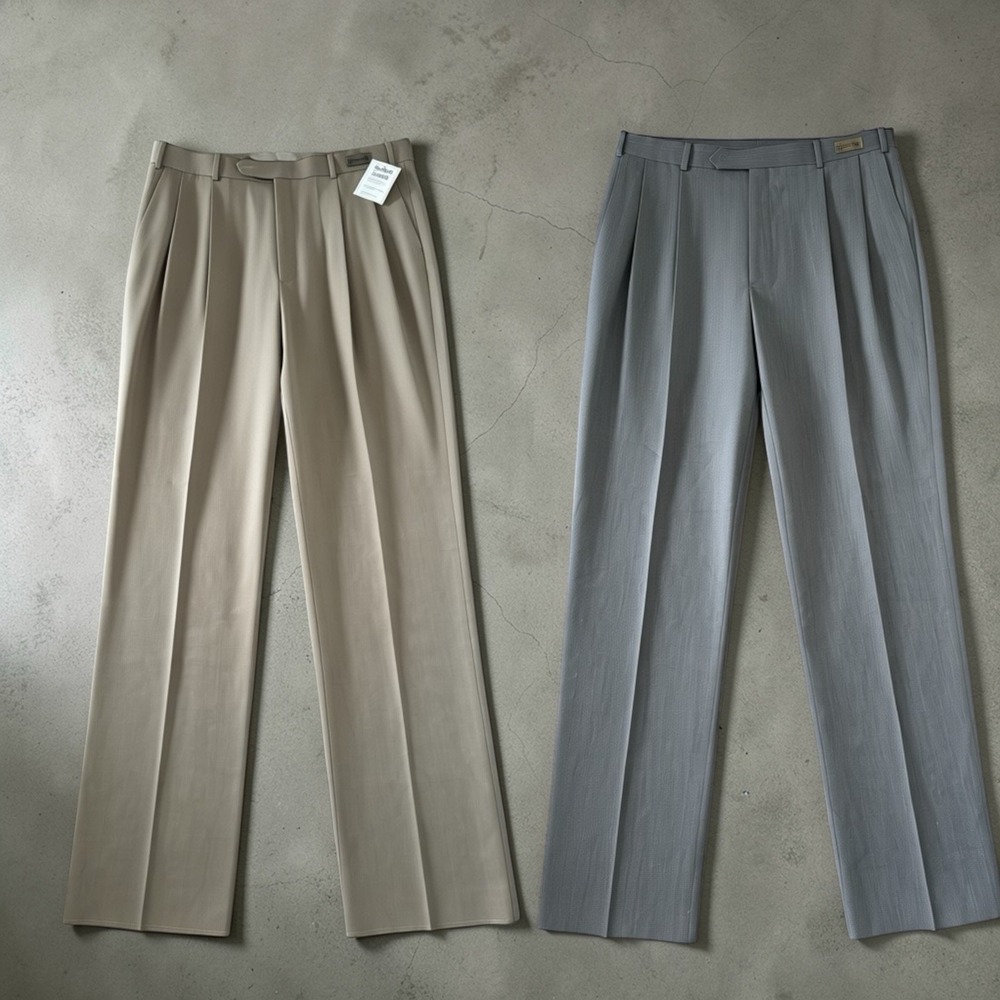 NWT Lot Of 2 Paul Frederick Wool Dress Pants Size 38x36 Tan And Pearl Grey